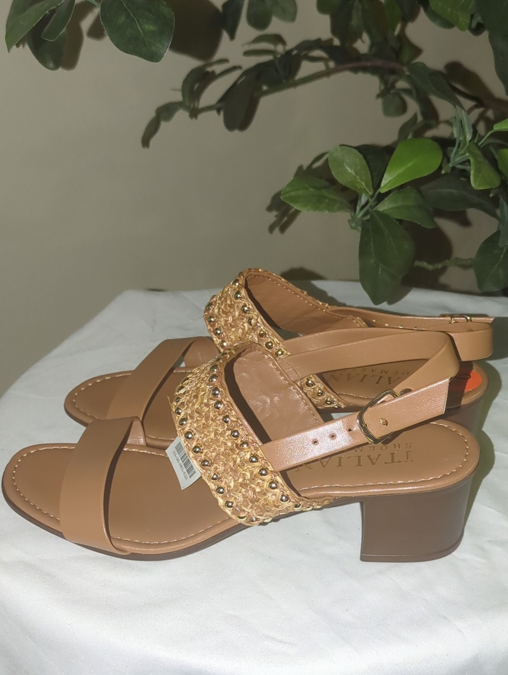💥SUMMER END SALE💥Italian Shoemakers  Braided Metallic-Trim Slingback Sandals